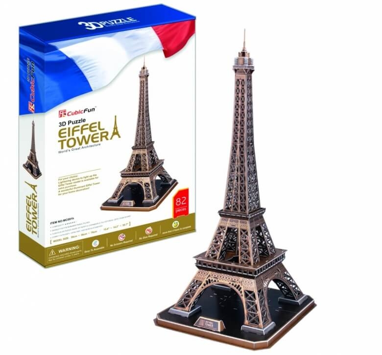 Puzzle 3D LED Wieża Eiffla Zestaw XL 82 el